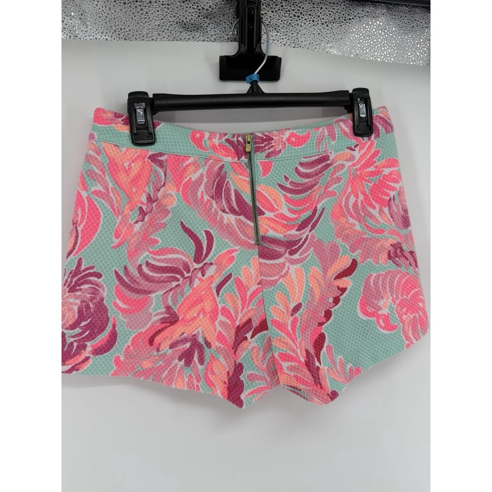 Lilly Pulitzer Alycia Textured Shorts Pink Blue Lovebirds Vibrant Preppy Size 6 - Picture 4 of 8